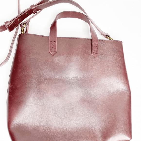 Madewell The Zip Top small Transport Tote crossbody dark cabernet red leather - Picture 7 of 8